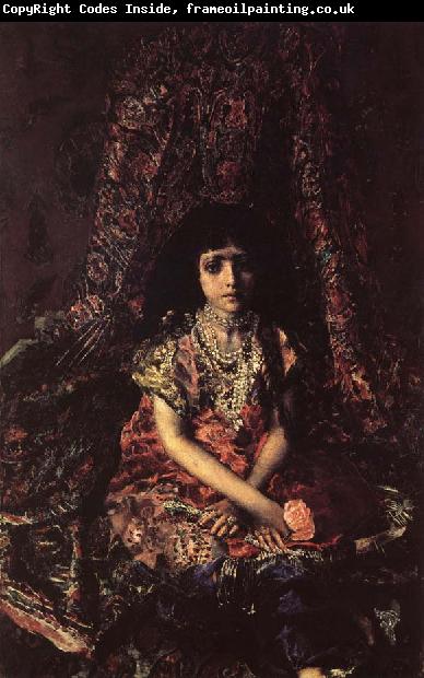 Mikhail Vrubel Girl Against a perslan carpet